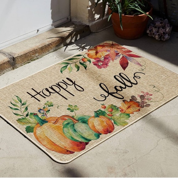 Happy Fall Maple Leaf Leaves Pumpkins Decorative Doormat🧿 - Picture 5 of 7
